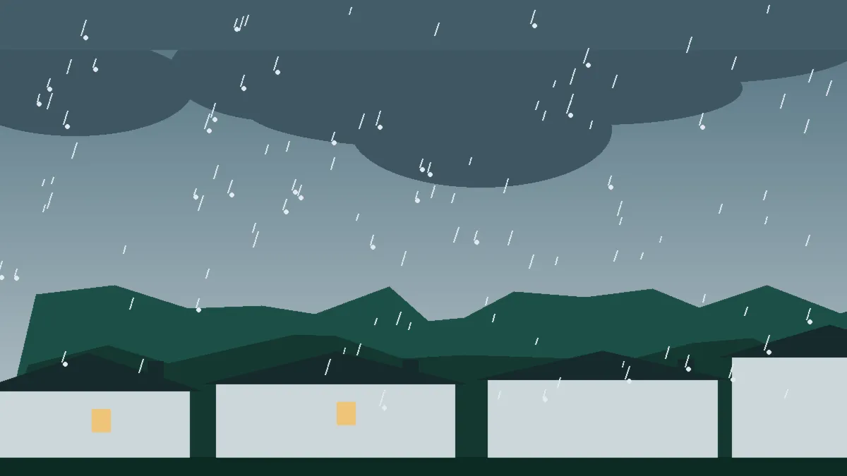 Hail Damage Roof Repair & Replacement Keenesburg, CO — storm light over rooftops in Keenesburg, Colorado