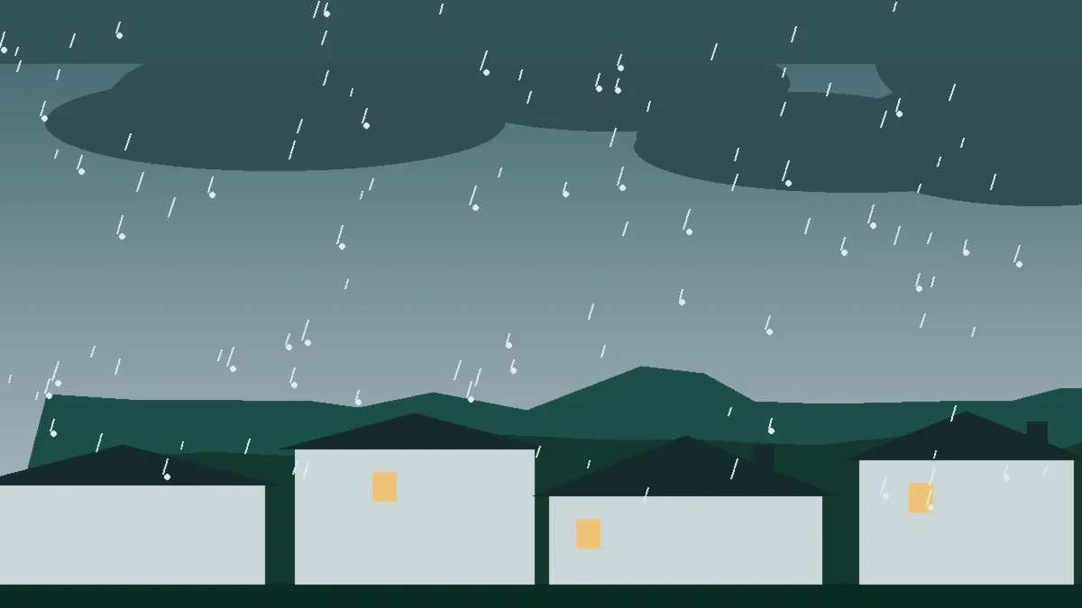 Hail Damage Roof Repair & Replacement Kiowa, CO — storm light over rooftops in Kiowa, Colorado