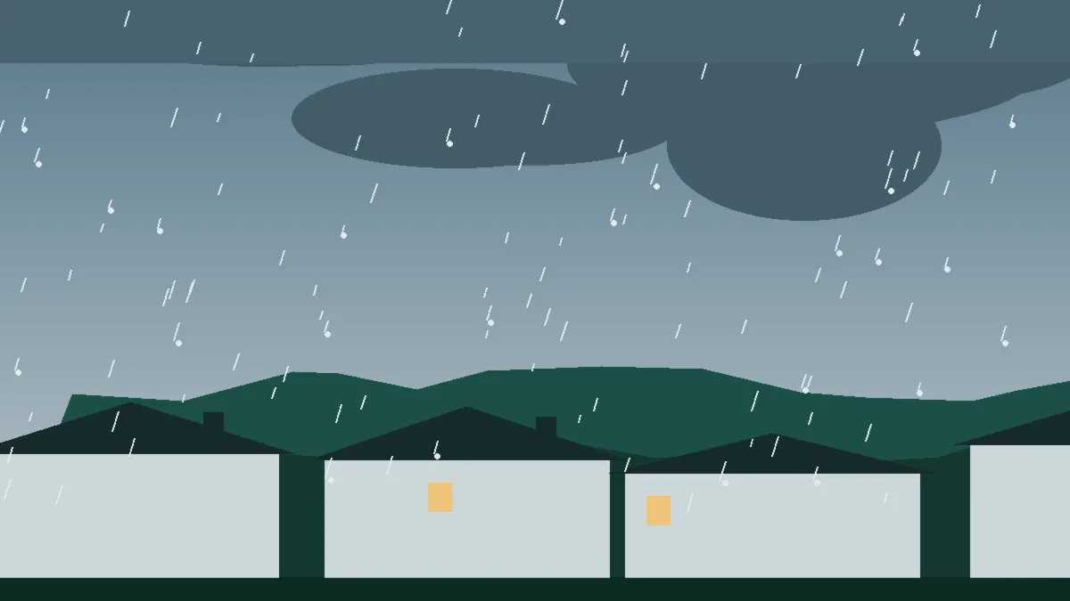 Hail Damage Roof Repair & Replacement Kremmling, CO — storm light over rooftops in Kremmling, Colorado
