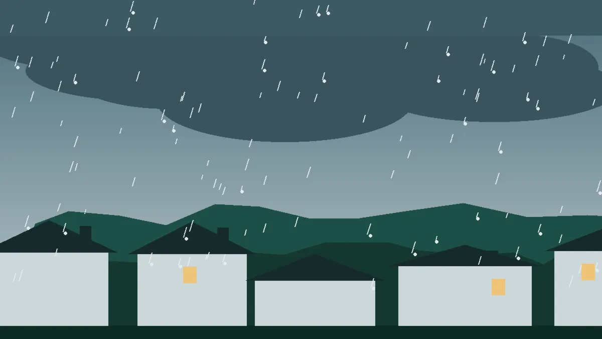 Hail Damage Roof Repair & Replacement La Junta, CO — storm light over rooftops in La Junta, Colorado