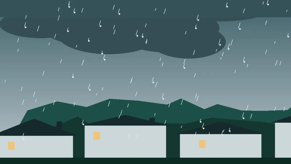 Hail Damage Roof Repair & Replacement La Salle, CO — storm light over rooftops in La Salle, Colorado
