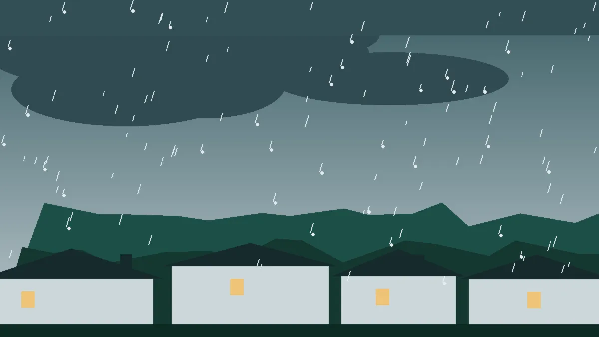 Hail Damage Roof Repair & Replacement Lake George, CO — storm light over rooftops in Lake George, Colorado