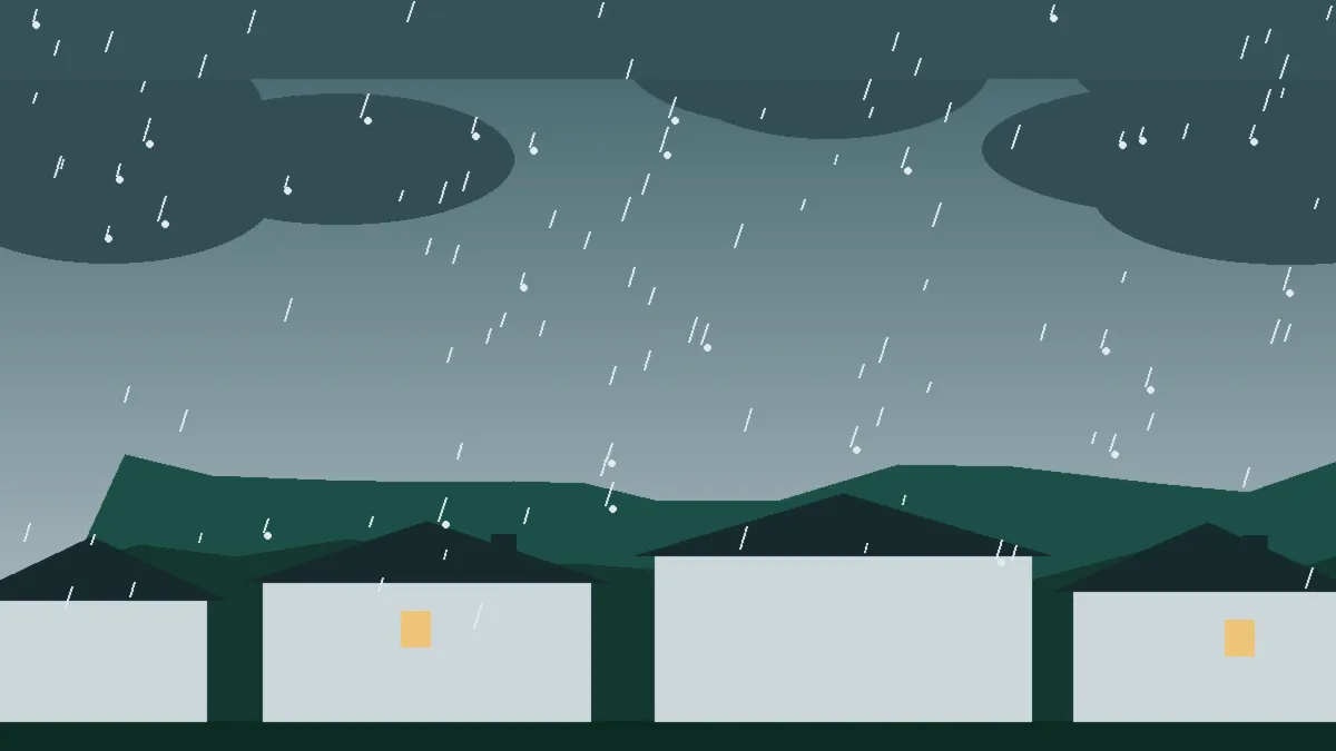 Hail Damage Roof Repair & Replacement Laporte, CO — storm light over rooftops in Laporte, Colorado