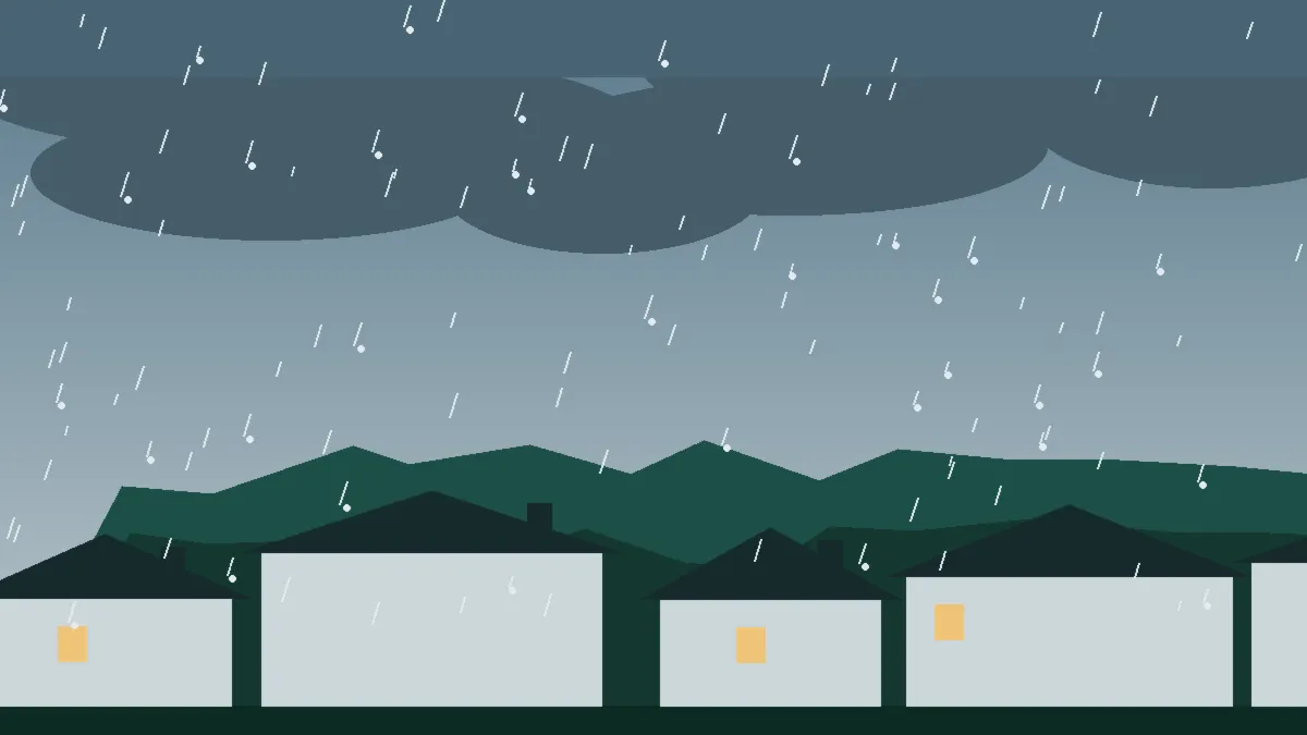 Hail Damage Roof Repair & Replacement Larkspur, CO — storm light over rooftops in Larkspur, Colorado