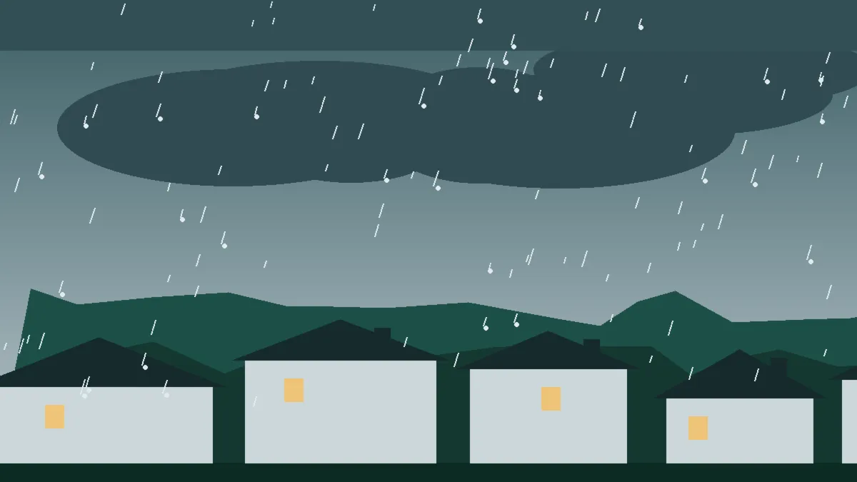 Hail Damage Roof Repair & Replacement Leadville, CO — storm light over rooftops in Leadville, Colorado