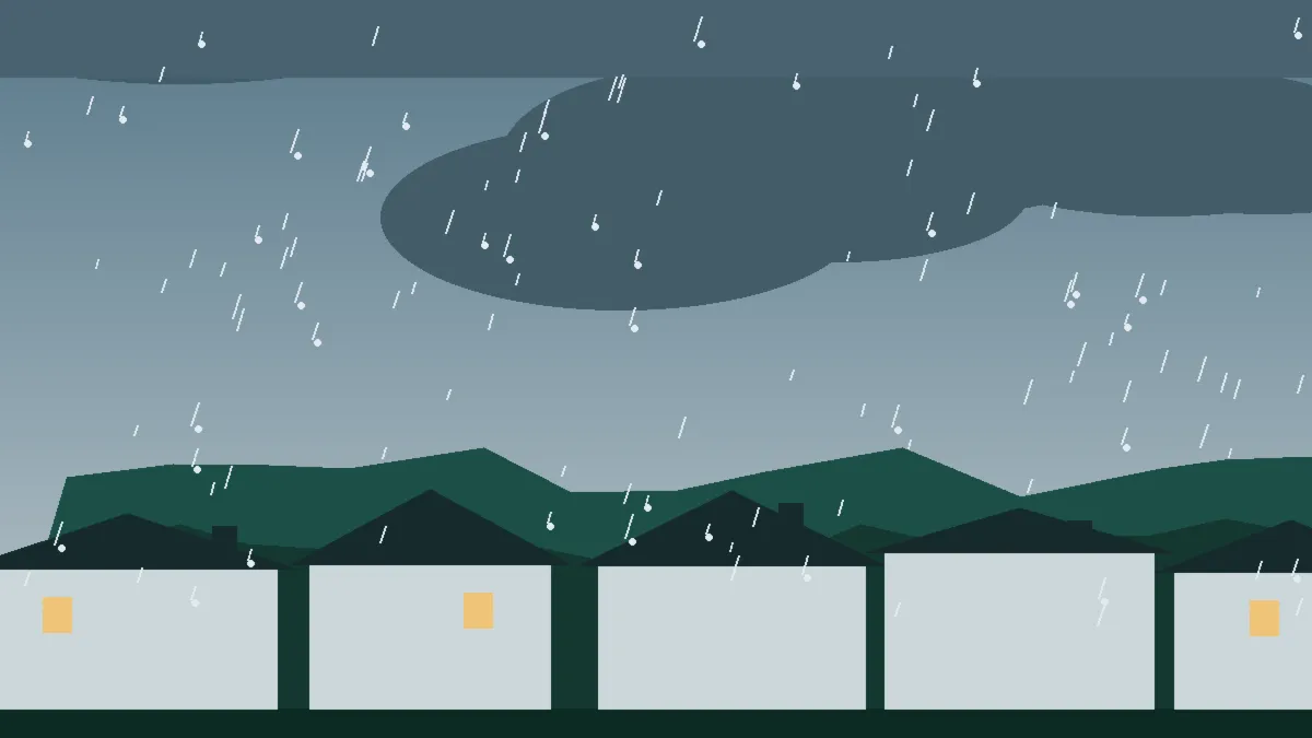 Hail Damage Roof Repair & Replacement Limon, CO — storm light over rooftops in Limon, Colorado