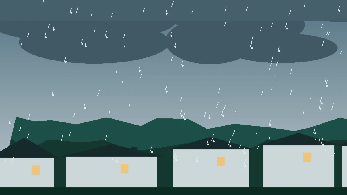 Hail Damage Roof Repair & Replacement Lindon, CO — storm light over rooftops in Lindon, Colorado