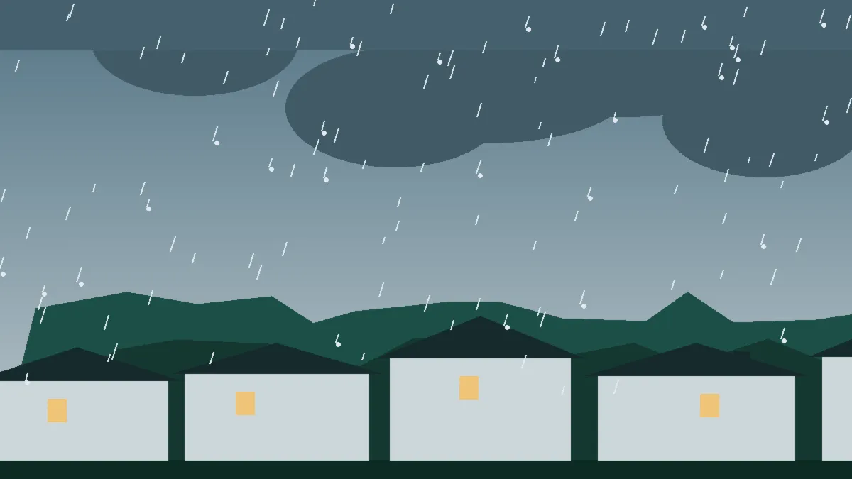 Hail Damage Roof Repair & Replacement Littleton, CO — storm light over rooftops in Littleton, Colorado