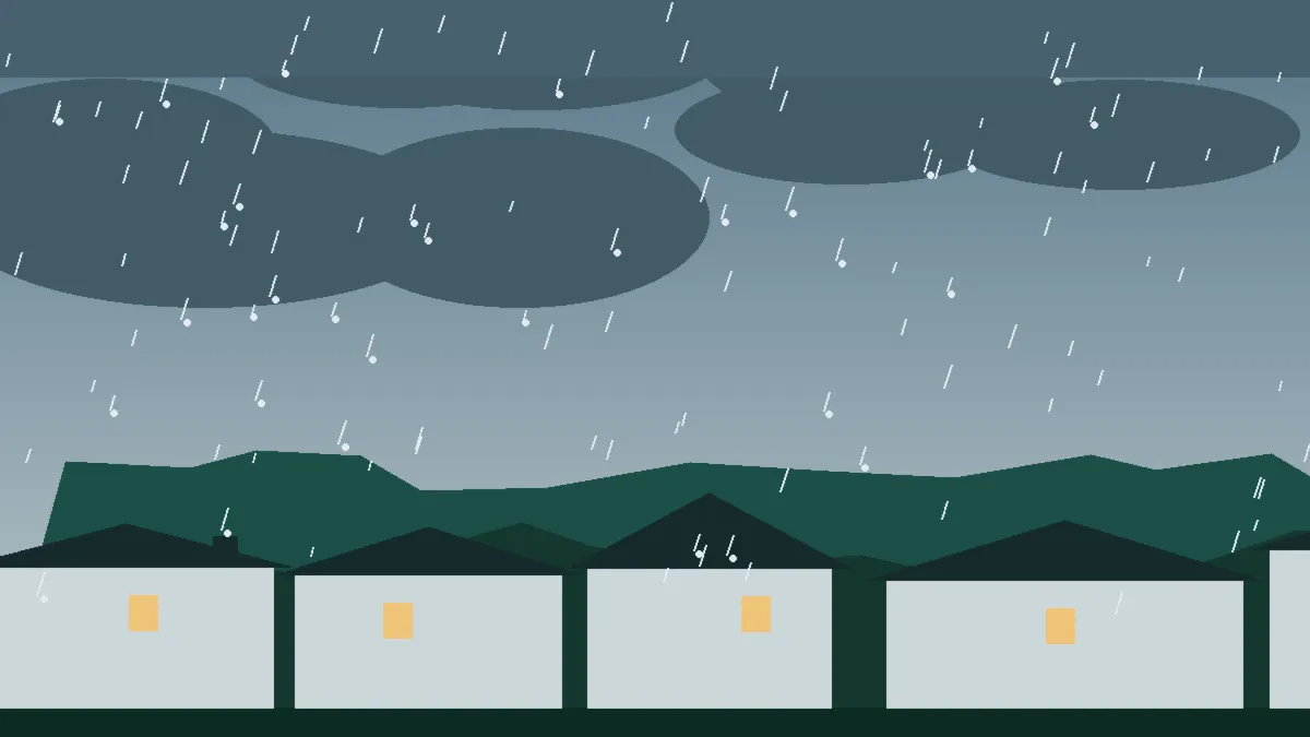 Hail Damage Roof Repair & Replacement Loma, CO — storm light over rooftops in Loma, Colorado