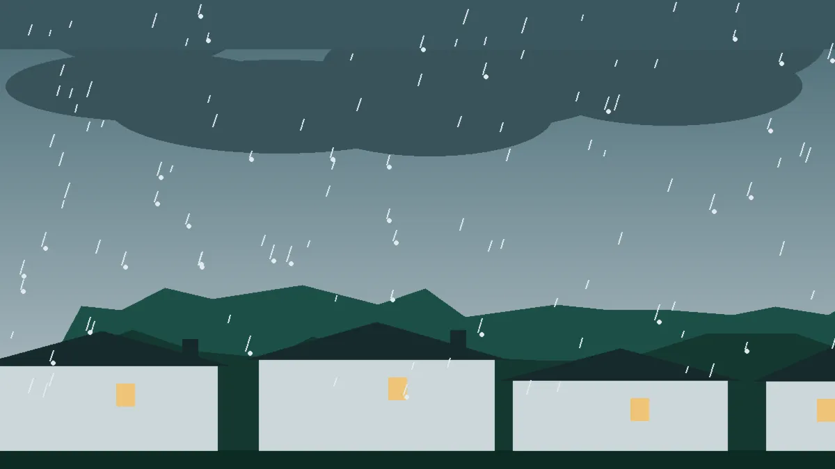Hail Damage Roof Repair & Replacement Lone Tree, CO — storm light over rooftops in Lone Tree, Colorado