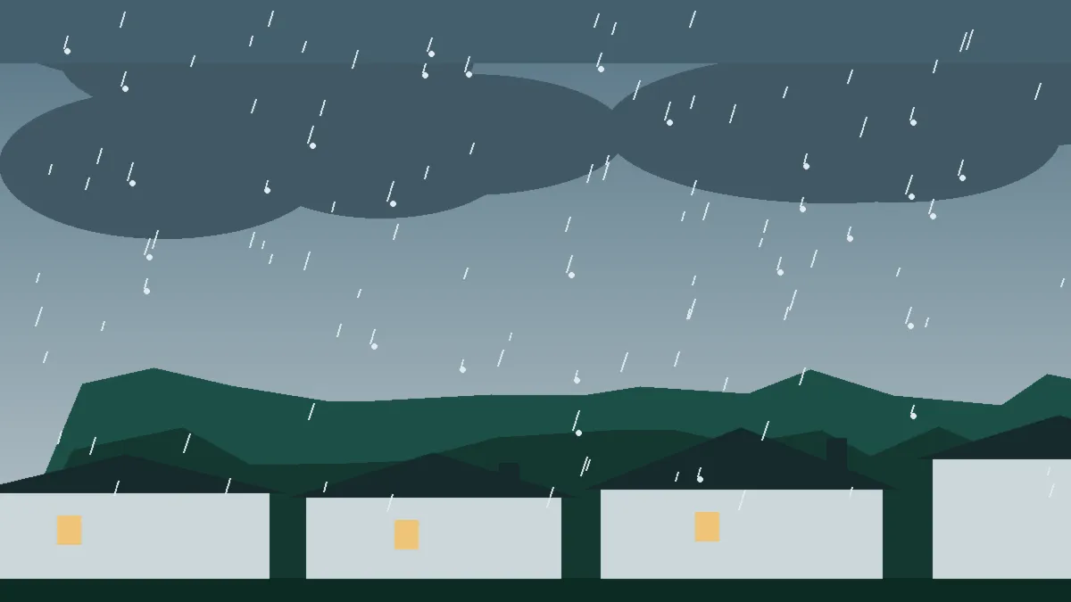 Hail Damage Roof Repair & Replacement Louisville, CO — storm light over rooftops in Louisville, Colorado