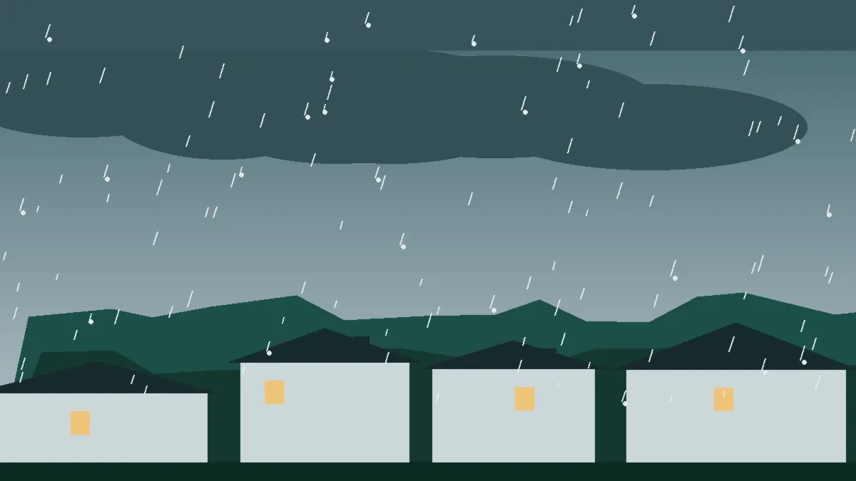 Hail Damage Roof Repair & Replacement Louviers, CO — storm light over rooftops in Louviers, Colorado
