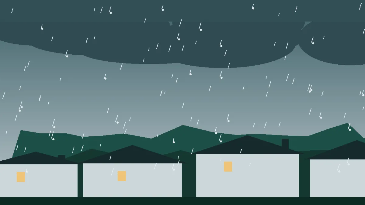 Hail Damage Roof Repair & Replacement Mead, CO — storm light over rooftops in Mead, Colorado