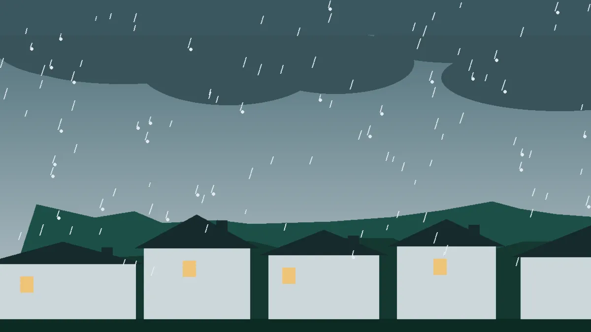 Hail Damage Roof Repair & Replacement Meredith, CO — storm light over rooftops in Meredith, Colorado