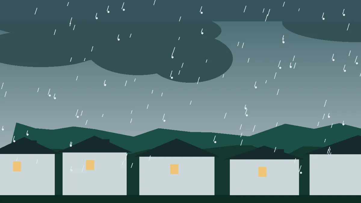 Hail Damage Roof Repair & Replacement Mesa, CO — storm light over rooftops in Mesa, Colorado