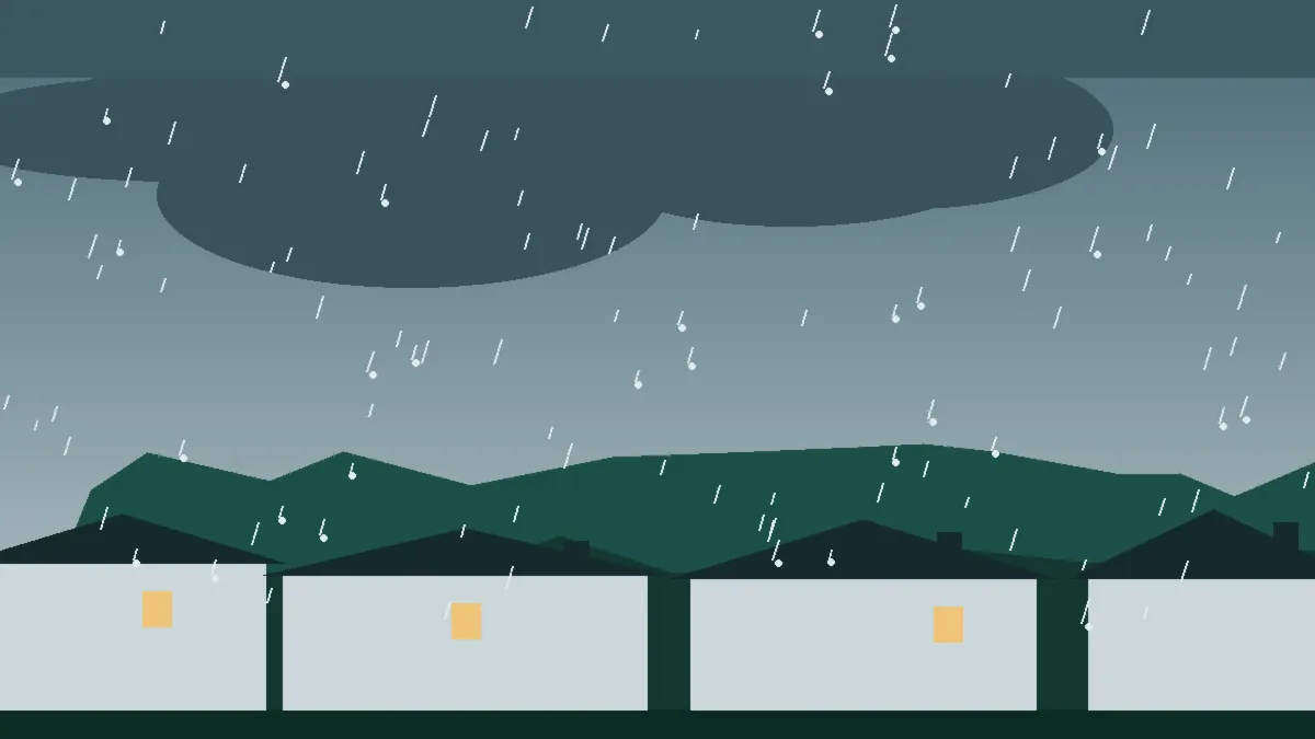 Hail Damage Roof Repair & Replacement Milliken, CO — storm light over rooftops in Milliken, Colorado