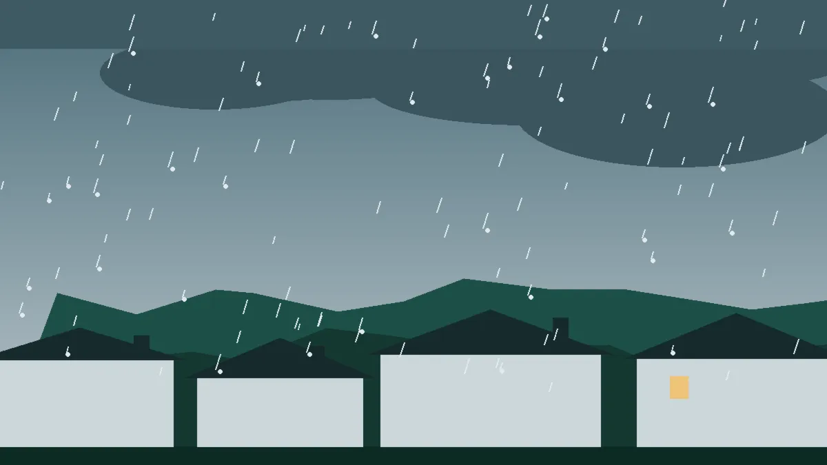 Hail Damage Roof Repair & Replacement Minturn, CO — storm light over rooftops in Minturn, Colorado