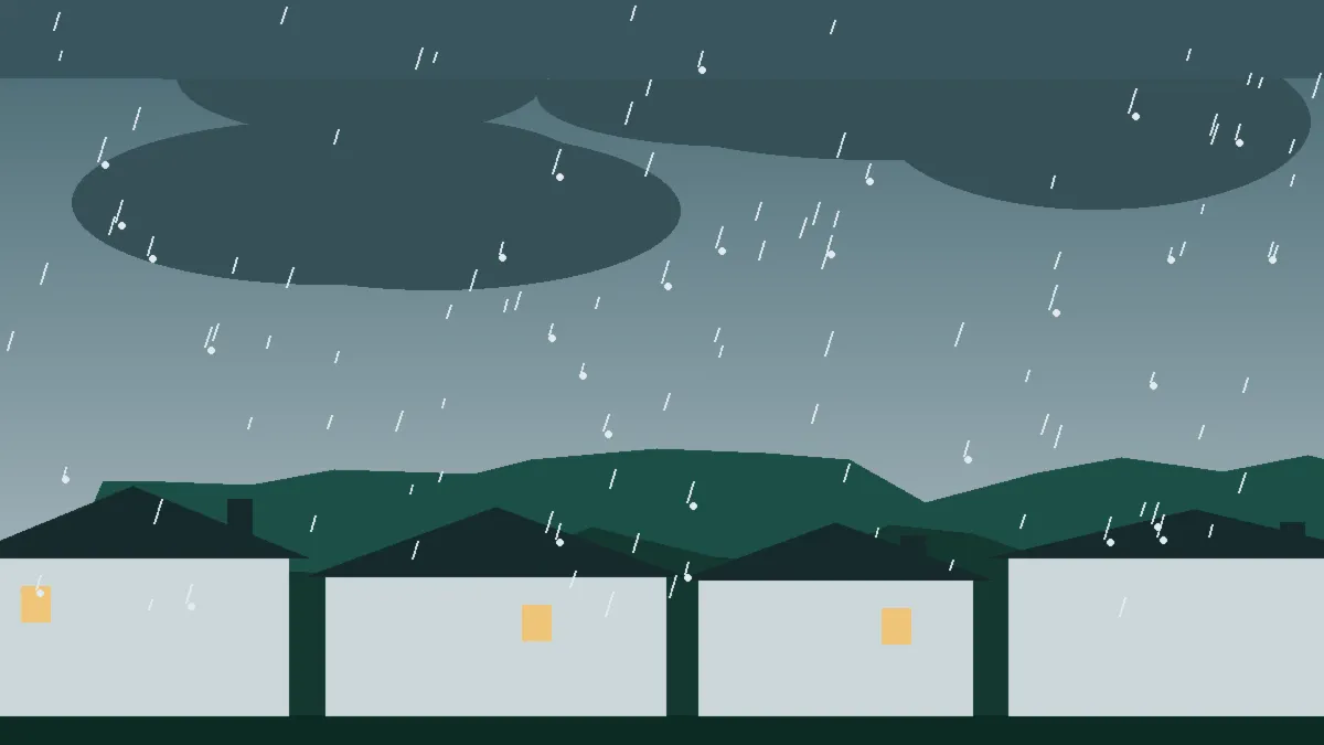 Hail Damage Roof Repair & Replacement Montrose, CO — storm light over rooftops in Montrose, Colorado