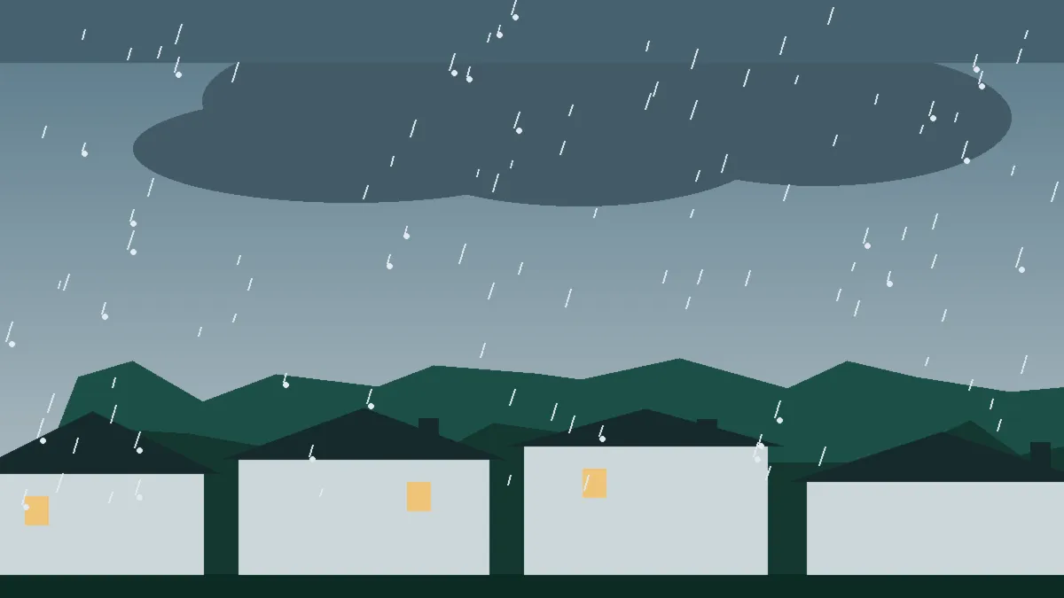 Hail Damage Roof Repair & Replacement Nathrop, CO — storm light over rooftops in Nathrop, Colorado