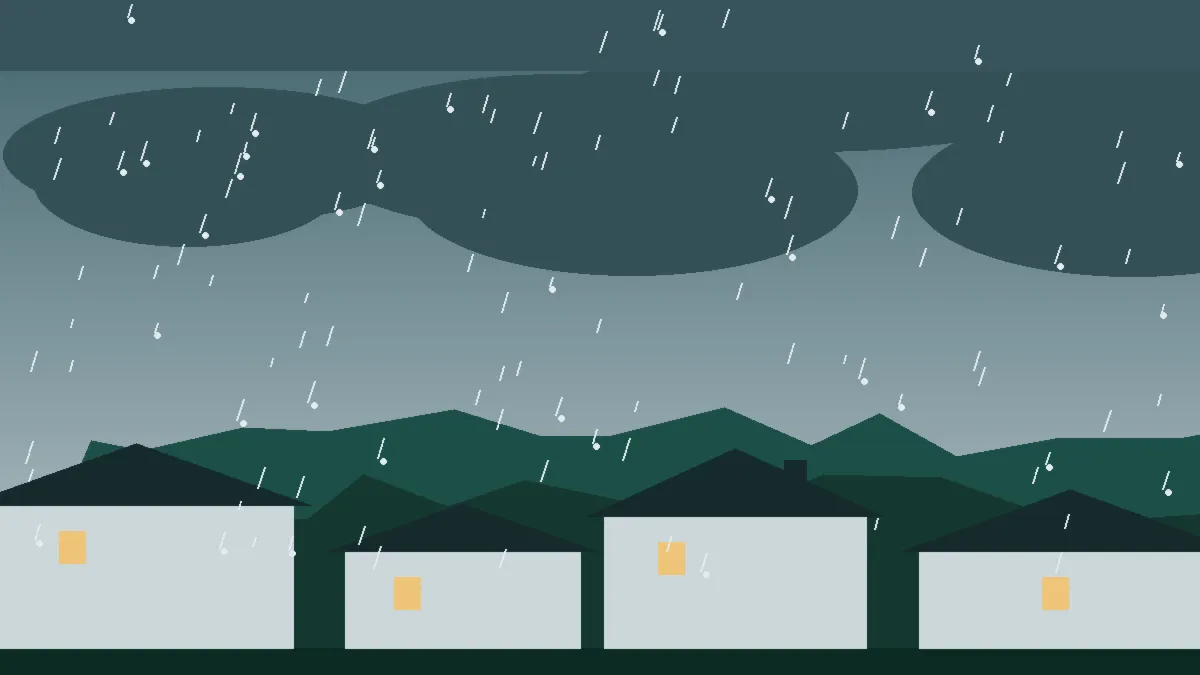 Hail Damage Roof Repair & Replacement New Castle, CO — storm light over rooftops in New Castle, Colorado