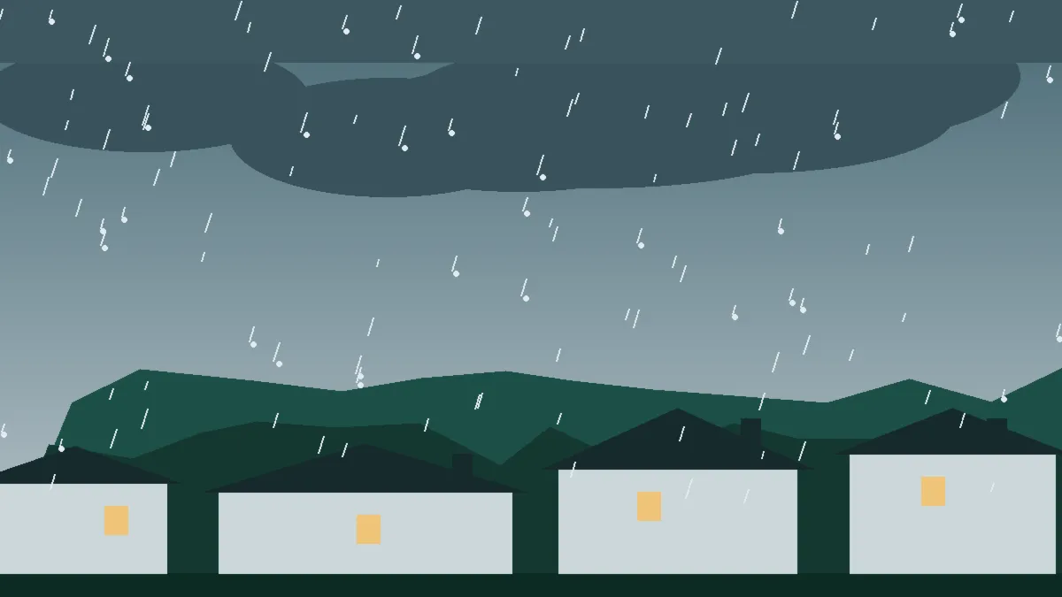 Hail Damage Roof Repair & Replacement Niwot, CO — storm light over rooftops in Niwot, Colorado