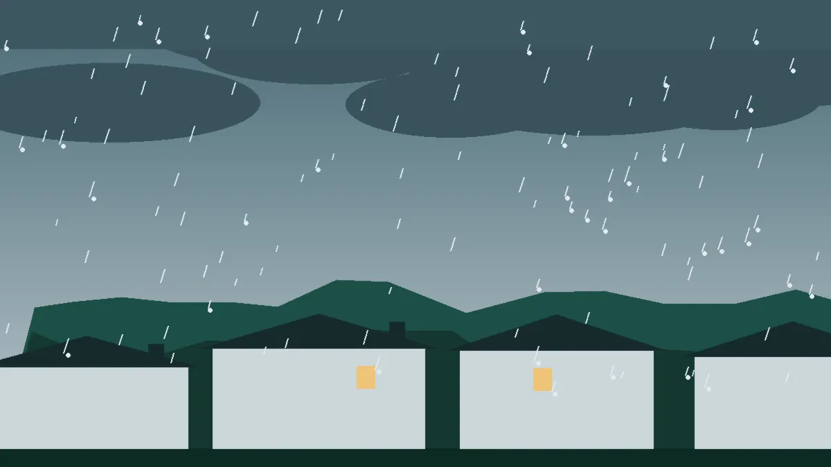 Hail Damage Roof Repair & Replacement Nucla, CO — storm light over rooftops in Nucla, Colorado