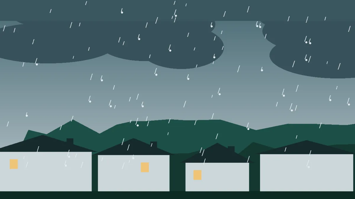 Hail Damage Roof Repair & Replacement Olney Springs, CO — storm light over rooftops in Olney Springs, Colorado