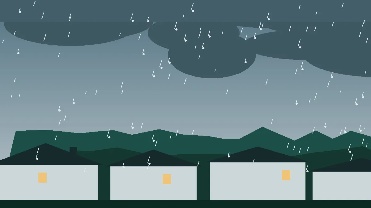Hail Damage Roof Repair & Replacement Orchard, CO — storm light over rooftops in Orchard, Colorado