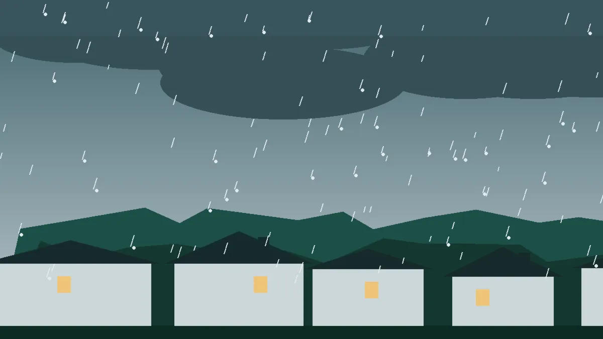 Hail Damage Roof Repair & Replacement Ordway, CO — storm light over rooftops in Ordway, Colorado