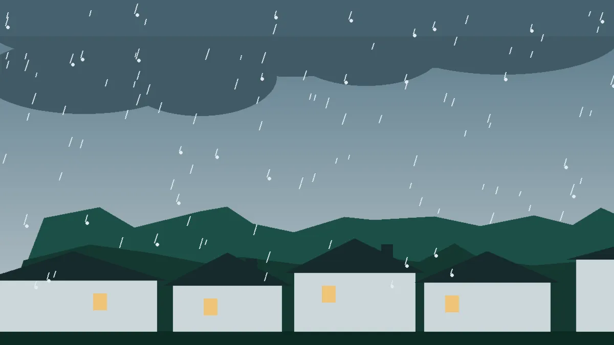 Hail Damage Roof Repair & Replacement Otis, CO — storm light over rooftops in Otis, Colorado