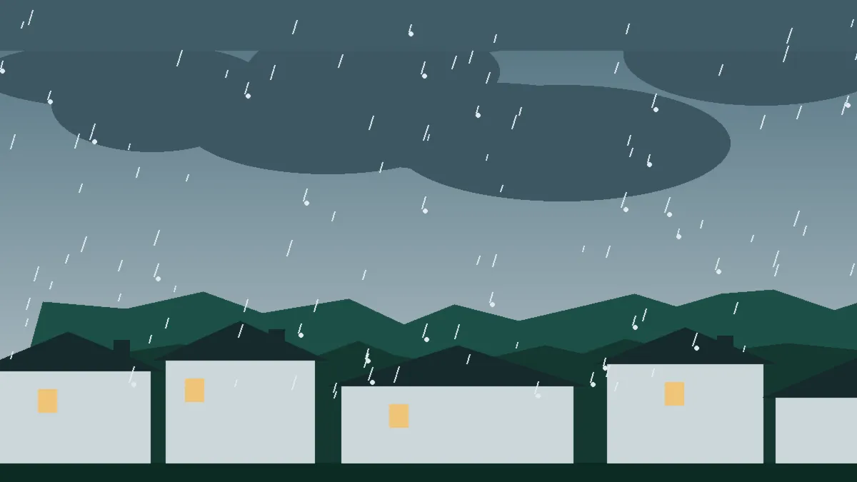 Hail Damage Roof Repair & Replacement Ouray, CO — storm light over rooftops in Ouray, Colorado