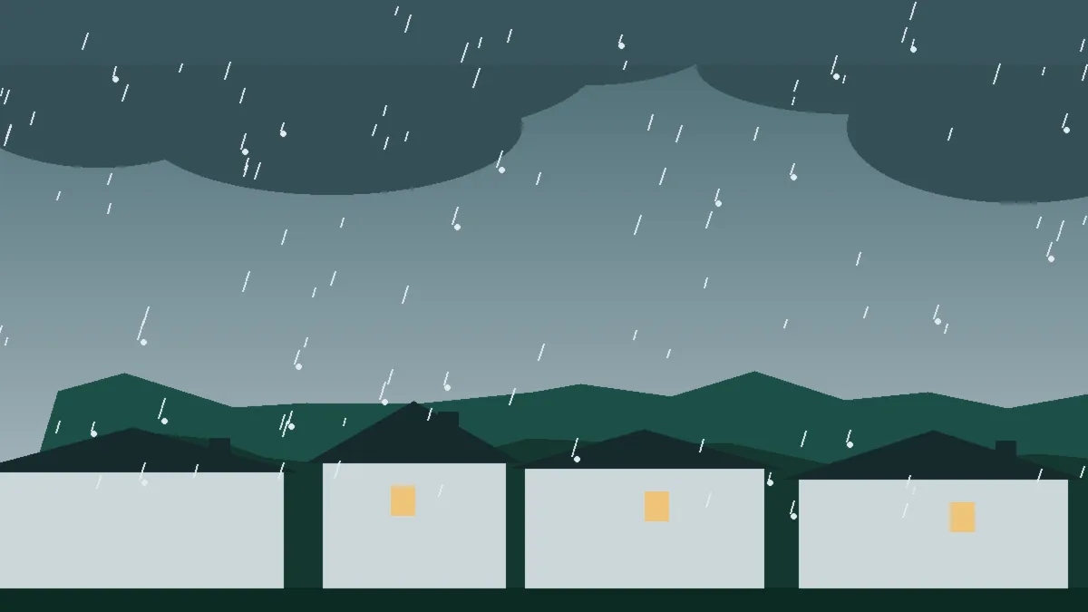 Hail Damage Roof Repair & Replacement Padroni, CO — storm light over rooftops in Padroni, Colorado