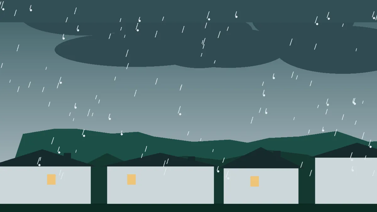 Hail Damage Roof Repair & Replacement Palmer Lake, CO — storm light over rooftops in Palmer Lake, Colorado