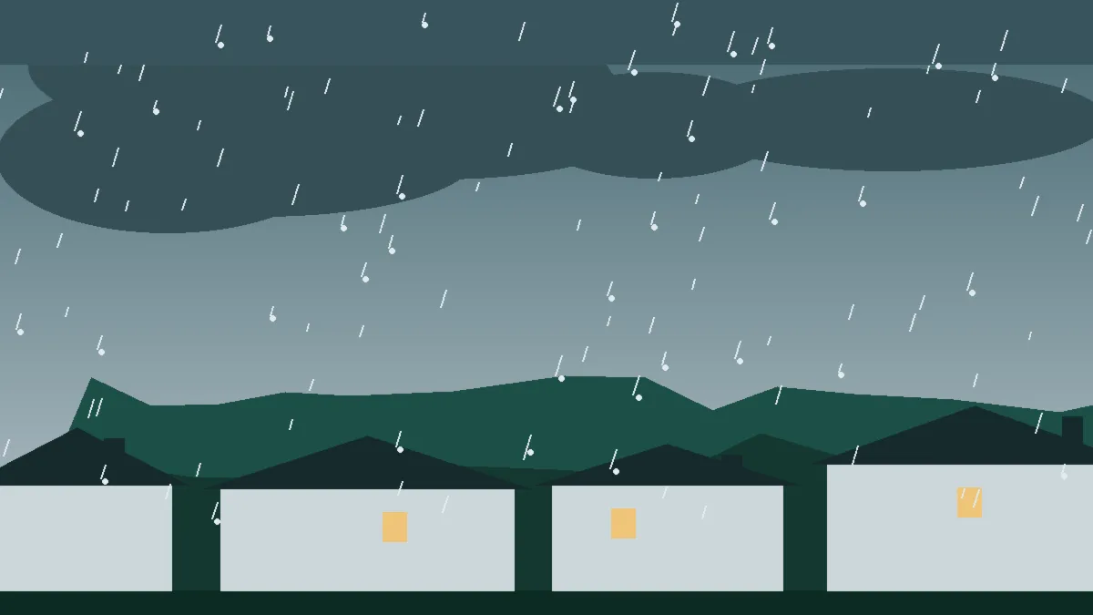 Hail Damage Roof Repair & Replacement Parlin, CO — storm light over rooftops in Parlin, Colorado