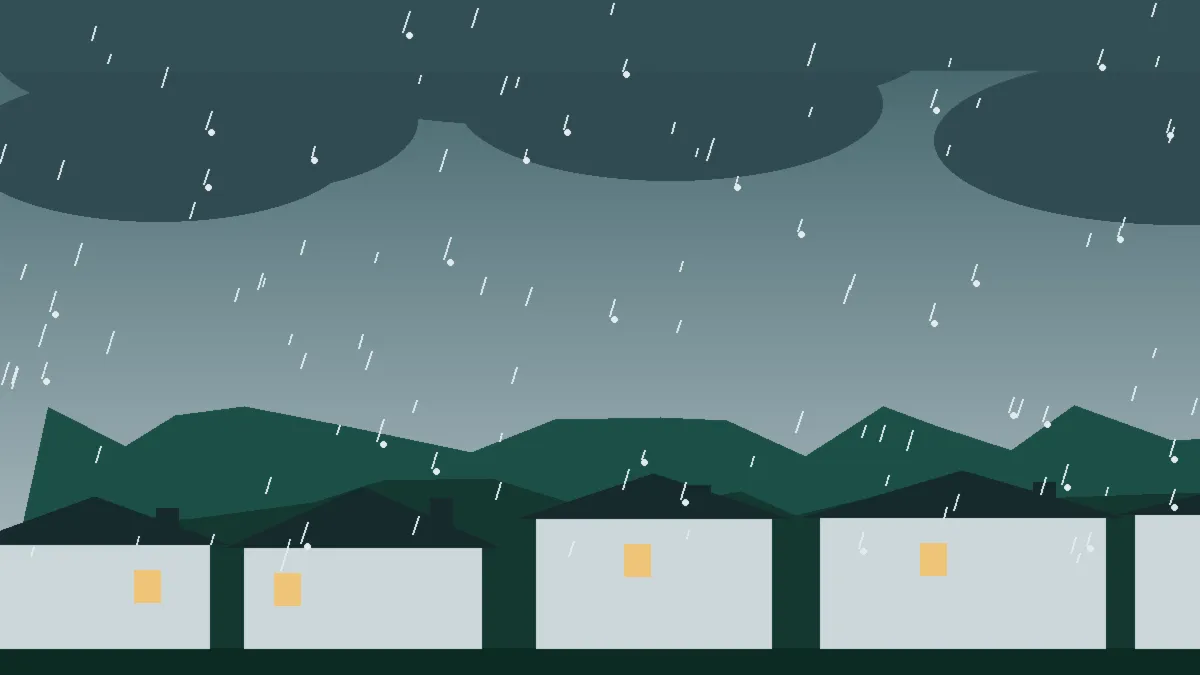 Hail Damage Roof Repair & Replacement Parshall, CO — storm light over rooftops in Parshall, Colorado