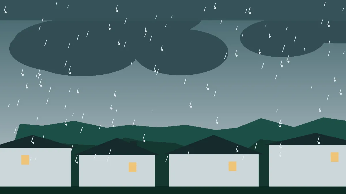 Hail Damage Roof Repair & Replacement Penrose, CO — storm light over rooftops in Penrose, Colorado