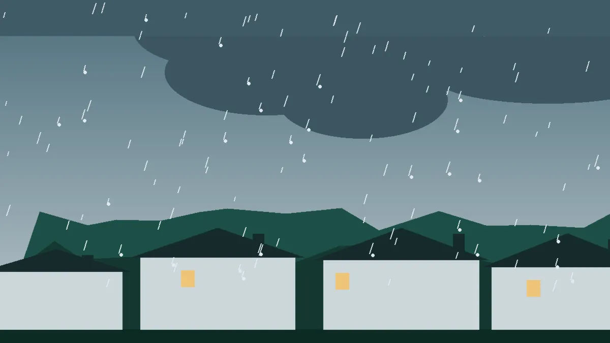 Hail Damage Roof Repair & Replacement Peyton, CO — storm light over rooftops in Peyton, Colorado