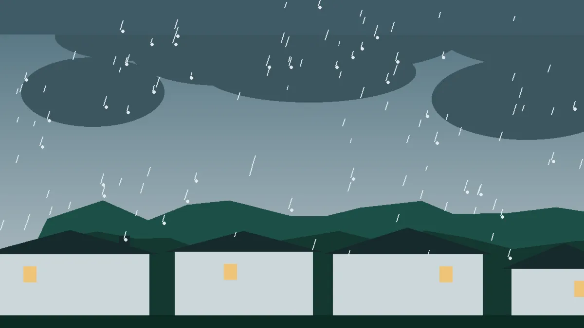 Hail Damage Roof Repair & Replacement Pierce, CO — storm light over rooftops in Pierce, Colorado