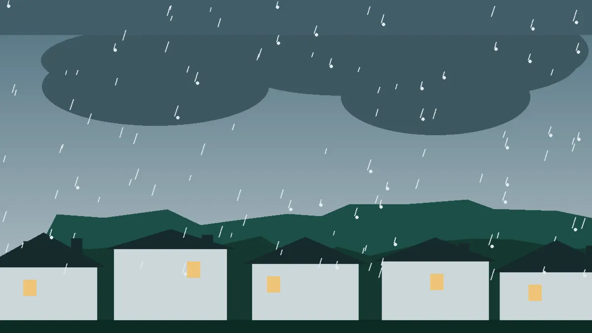 Hail Damage Roof Repair & Replacement Pinecliffe, CO — storm light over rooftops in Pinecliffe, Colorado