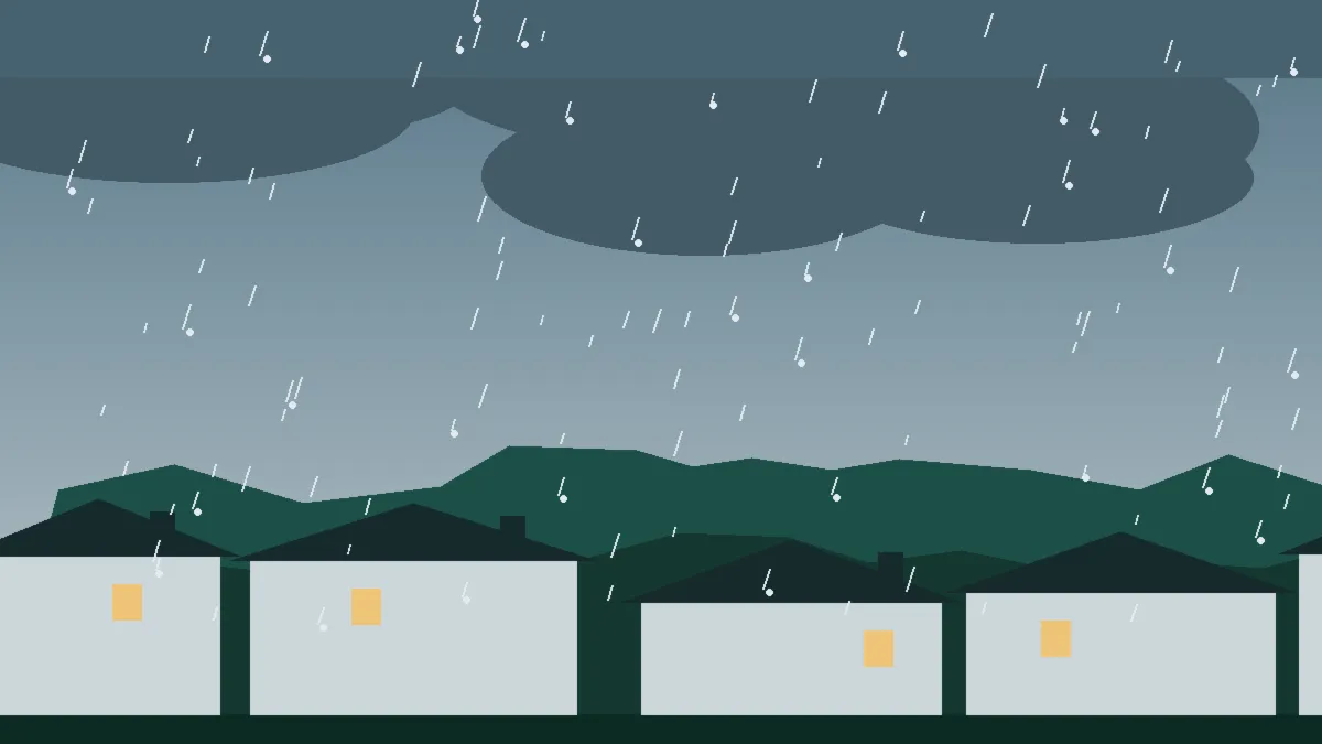 Hail Damage Roof Repair & Replacement Poncha Springs, CO — storm light over rooftops in Poncha Springs, Colorado