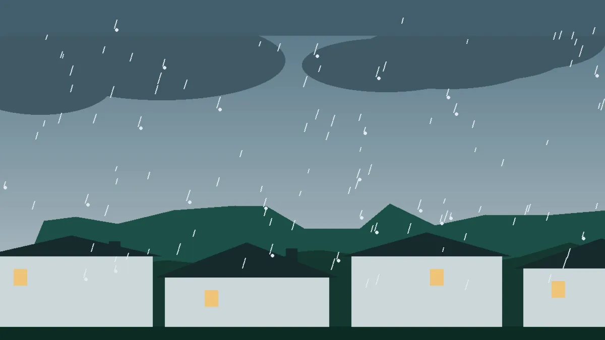 Hail Damage Roof Repair & Replacement Pueblo, CO — storm light over rooftops in Pueblo, Colorado