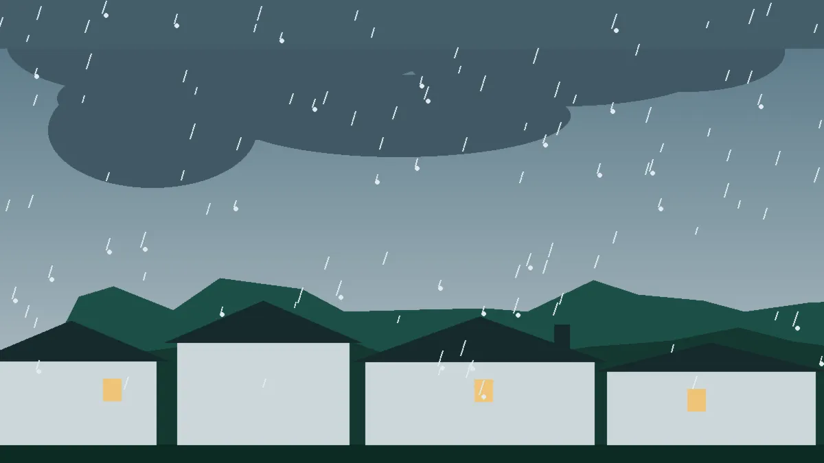 Hail Damage Roof Repair & Replacement Ramah, CO — storm light over rooftops in Ramah, Colorado