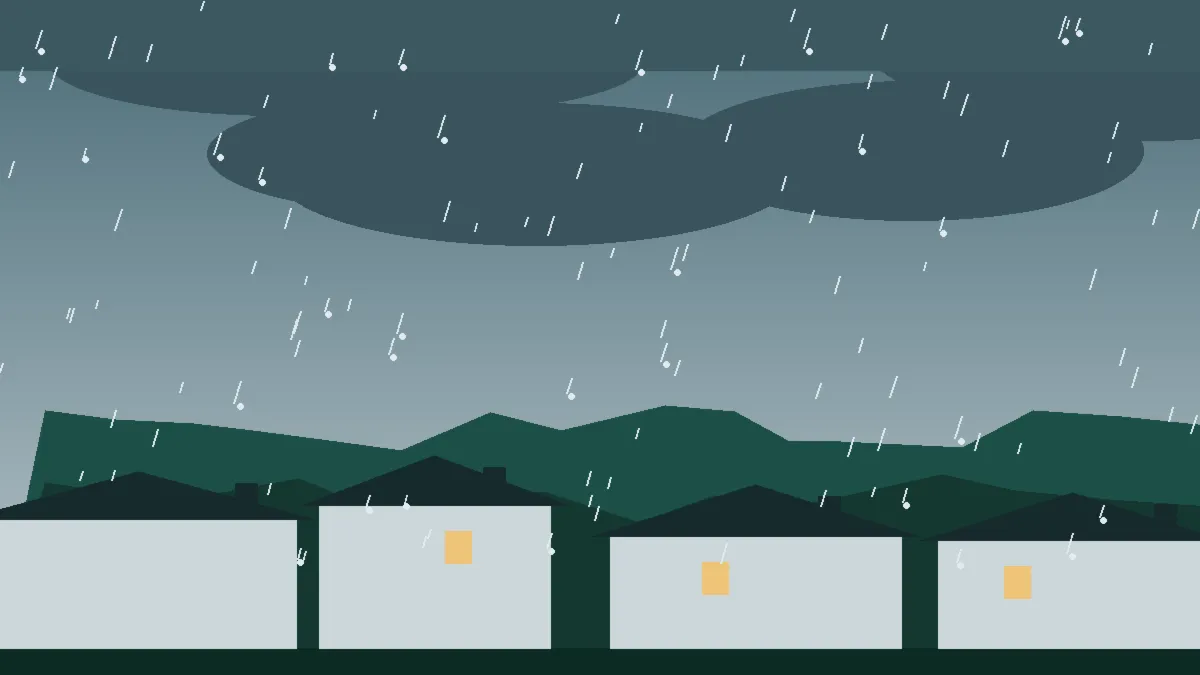 Hail Damage Roof Repair & Replacement Redvale, CO — storm light over rooftops in Redvale, Colorado
