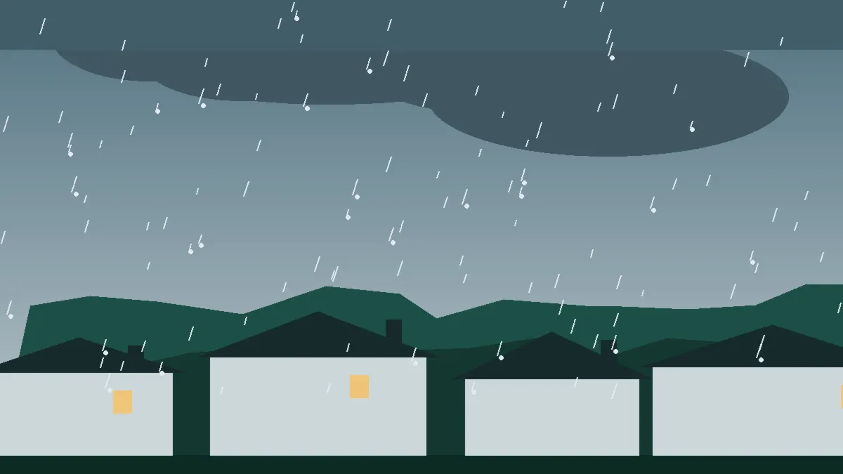 Hail Damage Roof Repair & Replacement Ridgway, CO — storm light over rooftops in Ridgway, Colorado