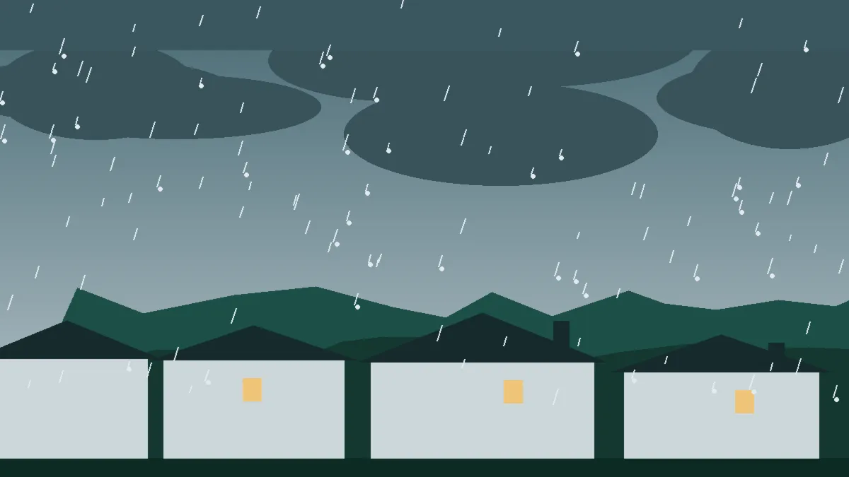 Hail Damage Roof Repair & Replacement Rifle, CO — storm light over rooftops in Rifle, Colorado