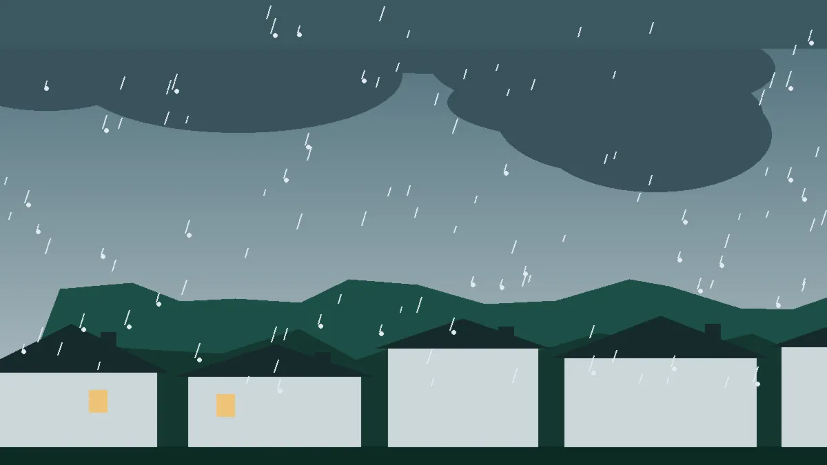 Hail Damage Roof Repair & Replacement Rockvale, CO — storm light over rooftops in Rockvale, Colorado