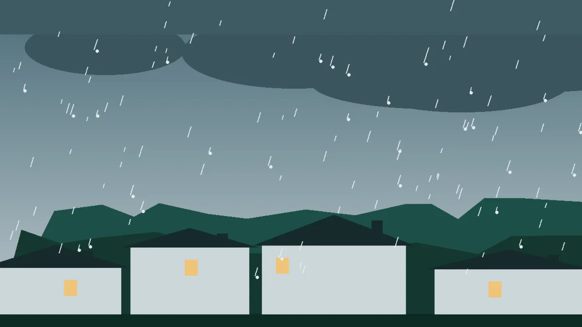 Hail Damage Roof Repair & Replacement Rocky Ford, CO — storm light over rooftops in Rocky Ford, Colorado