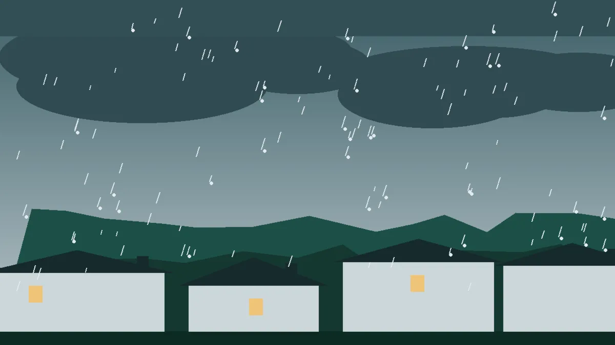 Hail Damage Roof Repair & Replacement Roggen, CO — storm light over rooftops in Roggen, Colorado