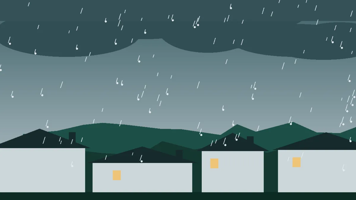 Hail Damage Roof Repair & Replacement Rush, CO — storm light over rooftops in Rush, Colorado