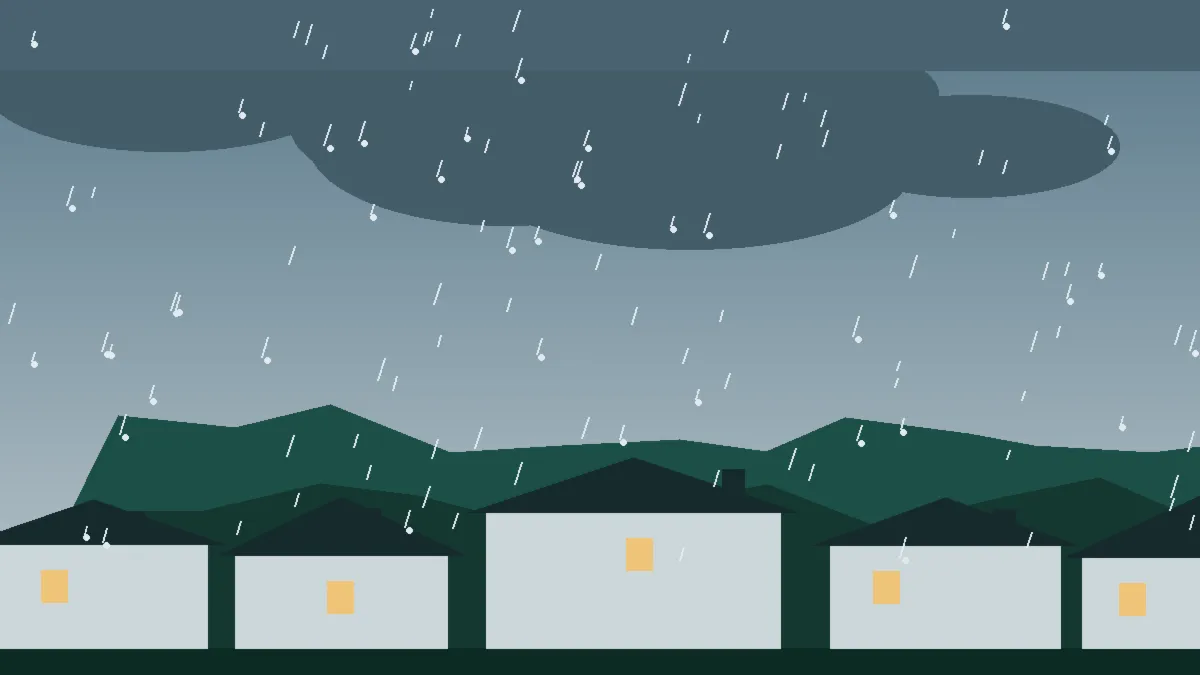 Hail Damage Roof Repair & Replacement Rye, CO — storm light over rooftops in Rye, Colorado